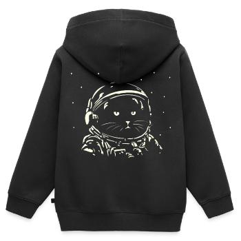 Katze als Astronaut im Raumanzug - Kinder Premium Organic Zip Hoodie - Schwarz - Hinten - AI Model Kid Male (0cm)