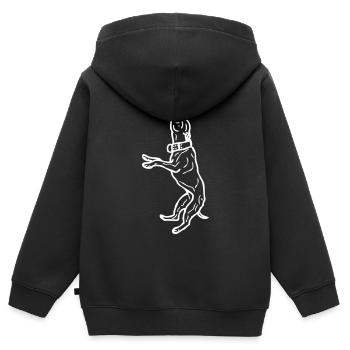 stafford - www.dog-power.nl - Kinder Premium Organic Zip Hoodie - Schwarz - Hinten - AI Model Kid Male (0cm)