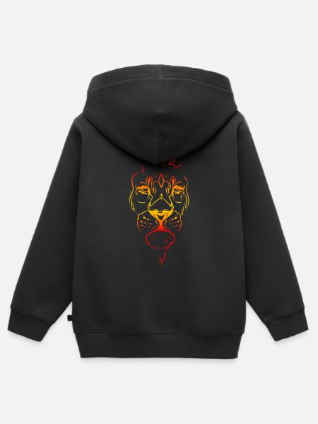 Sketch Löwe Flammen - Kinder Premium Organic Zip Hoodie -