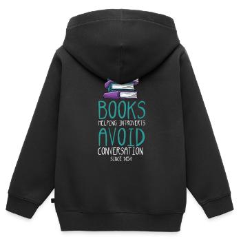 Lesen - Kinder Premium Organic Zip Hoodie - Schwarz - Hinten - AI Model Kid Male (0cm)