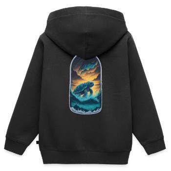 Schildkröte Flasche - Kinder Premium Organic Zip Hoodie - Schwarz - Hinten - AI Model Kid Male (0cm)