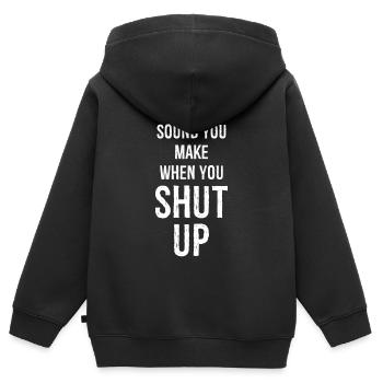 Ich mag das Geräusch, das du machst, wenn du die Klappe hältst - Kinder Premium Organic Zip Hoodie - Schwarz - Hinten - AI Model Kid Male (0cm)