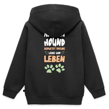 Hundeliebe Lebensfreude Print - Kinder Premium Organic Zip Hoodie - Schwarz - Hinten - AI Model Kid Male (0cm)