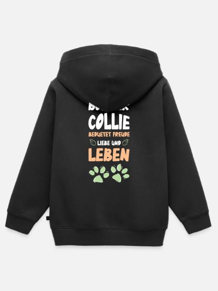 Border Collie Lebensfreude - Kinder Premium Organic Zip Hoodie - Schwarz