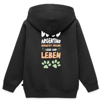 Dogo Argentino Lebensfreude - Kinder Premium Organic Zip Hoodie - Schwarz - Hinten - AI Model Kid Male (0cm)