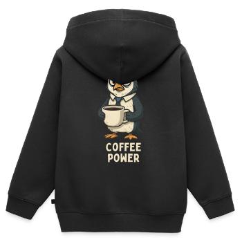 Kaffee-Pinguin im Bürolook - Kinder Premium Organic Zip Hoodie - Schwarz - Hinten - AI Model Kid Male (0cm)