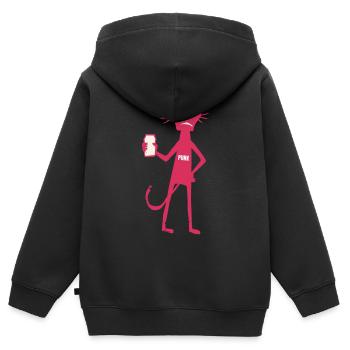 Kleine Monster: Punk-Katzen-Neon-Attitüde - Kinder Premium Organic Zip Hoodie - Schwarz - Hinten - AI Model Kid Male (0cm)
