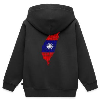 Taiwan - Kinder Premium Organic Zip Hoodie - Schwarz - Hinten - AI Model Kid Male (0cm)