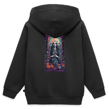 Vintage Goth Girl Viktorianische Okkult Ästhetik - Kinder Premium Organic Zip Hoodie - Schwarz - Hinten - AI Model Kid Male (0cm)