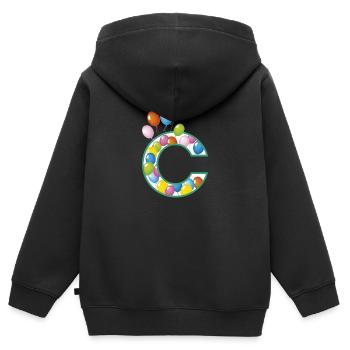 Ballons de lettre C - Sweat Premium à capuche zippé enfant bio - noir - Dos - AI Model Kid Male (0cm)