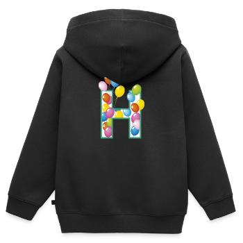 ballons lettre H - Sweat Premium à capuche zippé enfant bio - noir - Dos - AI Model Kid Male (0cm)