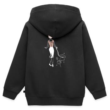 Chien avec caniche - Sweat Premium à capuche zippé enfant bio - noir - Dos - AI Model Kid Male (0cm)