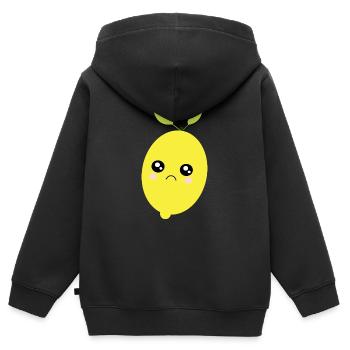 Kawaii Zitrone Kawaii Früchte Kawaii Obst - Kinder Premium Organic Zip Hoodie - Schwarz - Hinten - AI Model Kid Male (0cm)
