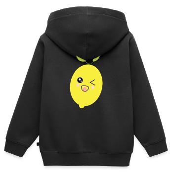 Kawaii Zitrone Kawaii Früchte Kawaii Obst - Kinder Premium Organic Zip Hoodie - Schwarz - Hinten - AI Model Kid Male (0cm)