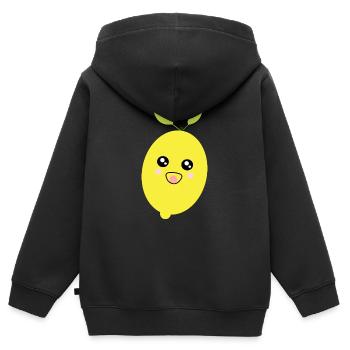 Kawaii Zitrone Kawaii Früchte Kawaii Obst - Kinder Premium Organic Zip Hoodie - Schwarz - Hinten - AI Model Kid Male (0cm)