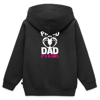 Stolzer neuer Vater Es ist ein Mädchen Baby Geschlecht Reveal Pink - Kinder Premium Organic Zip Hoodie - Schwarz - Hinten - AI Model Kid Male (0cm)