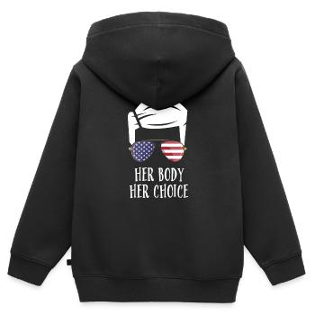 Votre corps, votre choix - Sweat Premium à capuche zippé enfant bio - noir - Dos - AI Model Kid Male (0cm)