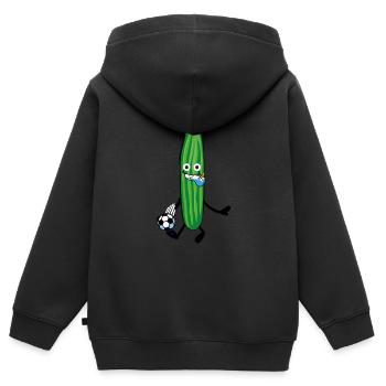 concombre, football, arbitre, sifflet - Sweat Premium à capuche zippé enfant bio - noir - Dos - AI Model Kid Male (0cm)