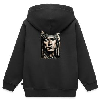 winnetou,indianer,illustration,graffiti,braun - Kinder Premium Organic Zip Hoodie - Schwarz - Hinten - AI Model Kid Male (0cm)