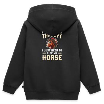 Pferde Ausritt Reiterhof Hengst - Kinder Premium Organic Zip Hoodie - Schwarz - Hinten - AI Model Kid Male (0cm)
