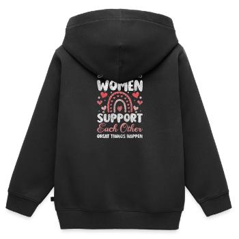Frauen - Kinder Premium Organic Zip Hoodie - Schwarz - Hinten - AI Model Kid Male (0cm)