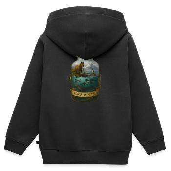 Island, Pony, Pinguintaucher – A World in a Jar - Kinder Premium Organic Zip Hoodie - Schwarz - Hinten - AI Model Kid Male (0cm)