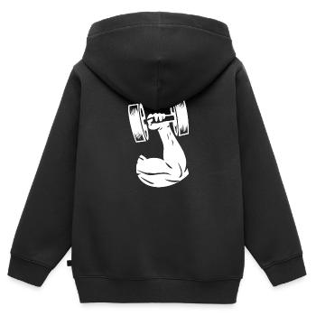 Gym Sport Kraftsport - Kinder Premium Organic Zip Hoodie - Schwarz - Hinten - AI Model Kid Male (0cm)