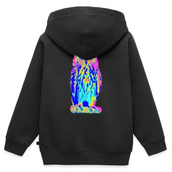Uhu Eule - Kinder Premium Organic Zip Hoodie - Schwarz - Hinten - AI Model Kid Male (0cm)