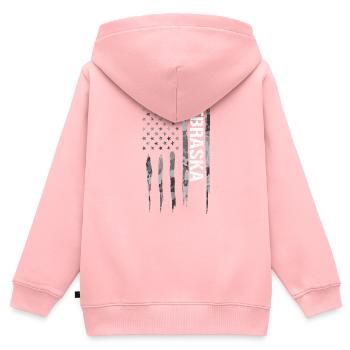 Nebraska - American Flag - Kinder Premium Organic Zip Hoodie - Rosa - Hinten - AI Model Kid Female (0cm)
