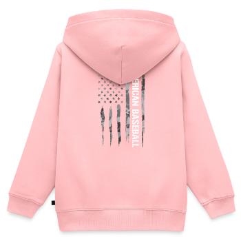 Baseball américain - Drapeau américain - Sweat Premium à capuche zippé enfant bio - rose - Dos - AI Model Kid Female (0cm)