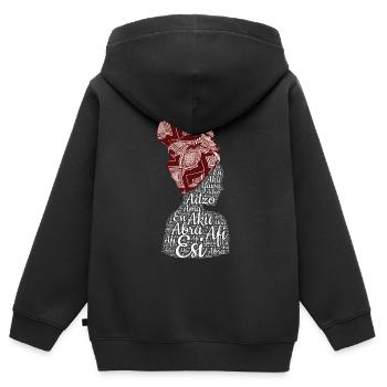 Prénoms féminins Ewe - Sweat Premium à capuche zippé enfant bio - noir - Dos - AI Model Kid Male (0cm)