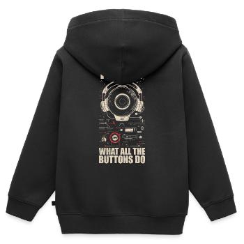 Ich weiß, was alle Tasten tun - Kinder Premium Organic Zip Hoodie - Schwarz - Hinten - AI Model Kid Male (0cm)