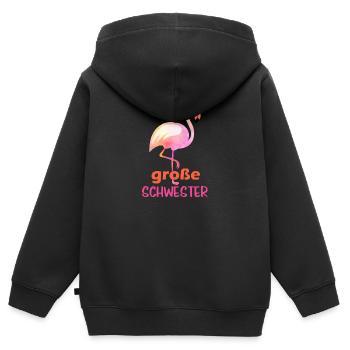 große Schwester Pelikan - Kinder Premium Organic Zip Hoodie - Schwarz - Hinten - AI Model Kid Male (0cm)