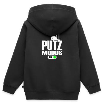 Putzfrau Putz Modus An Lustig - Kinder Premium Organic Zip Hoodie - Schwarz - Hinten - AI Model Kid Male (0cm)