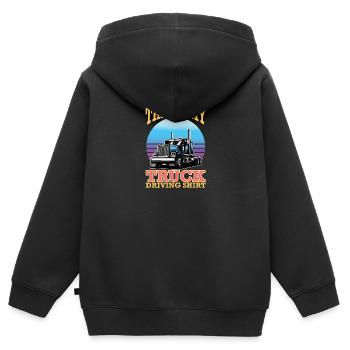 Camionneur Diesel Big Rig Semi-Remorque Camion Chauffeur - Sweat Premium à capuche zippé enfant bio - noir - Dos - AI Model Kid Male (0cm)