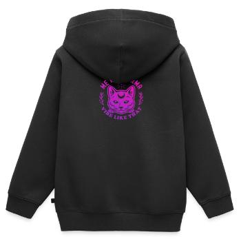 Moi et Karma Vibe Comme ça Le karma est un chat - Sweat Premium à capuche zippé enfant bio - noir - Dos - AI Model Kid Male (0cm)