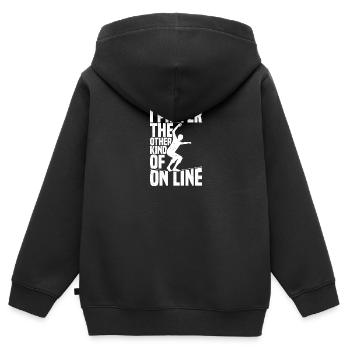 Passionné de slackline Amateur de slackline Slackline - Sweat Premium à capuche zippé enfant bio - noir - Dos - AI Model Kid Male (0cm)