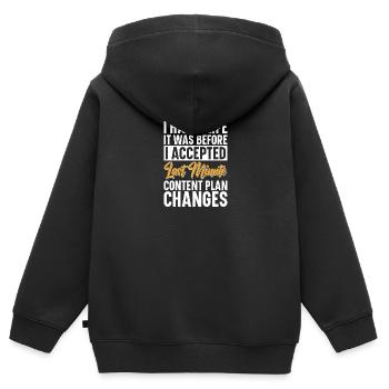 Social Media Manager Publicité Médias sociaux SMM - Sweat Premium à capuche zippé enfant bio - noir - Dos - AI Model Kid Male (0cm)