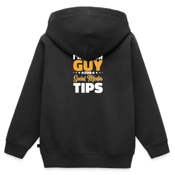 Fournitures de médias sociaux Publicité Médias sociaux - Sweat Premium à capuche zippé enfant bio - noir - Dos - AI Model Kid Male (0cm)