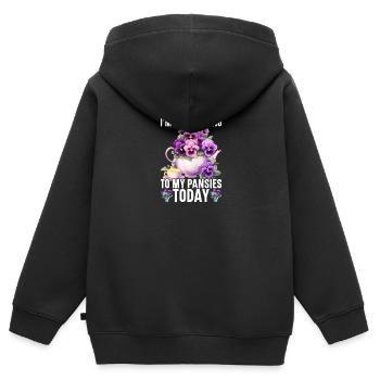 Graines de pensée pour planter des graines de fleurs de pensée - Sweat Premium à capuche zippé enfant bio - noir - Dos - AI Model Kid Male (0cm)