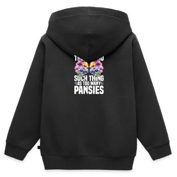 Pensée fleur Pensées vivantes Matériel de jardinage Pensées - Sweat Premium à capuche zippé enfant bio - noir - Dos - AI Model Kid Male (0cm)