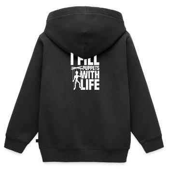 Fournitures de marionnettes Marionnettes Lover Ventriloque - Sweat Premium à capuche zippé enfant bio - noir - Dos - AI Model Kid Male (0cm)