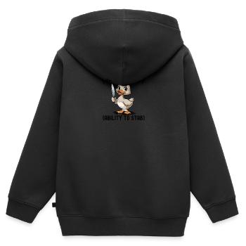 Drôle, j’ai la capacité de stabilité pour poignarder un canard mignon - Sweat Premium à capuche zippé enfant bio - noir - Dos - AI Model Kid Male (0cm)