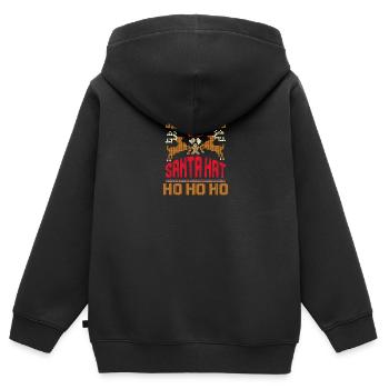 Le Père Noël est là Jolly Elf Oh Oh Oh Oh - Sweat Premium à capuche zippé enfant bio - noir - Dos - AI Model Kid Male (0cm)