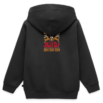 Le Père Noël est là Jolly Elf Oh Oh Oh Oh - Sweat Premium à capuche zippé enfant bio - noir - Dos - AI Model Kid Male (0cm)