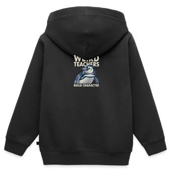 Weird Teachers Build Character Appreciation - Kinder Premium Organic Zip Hoodie - Schwarz - Hinten - AI Model Kid Male (0cm)