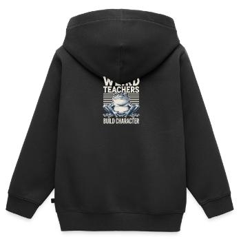 Weird Teachers Build Character Appreciation - Kinder Premium Organic Zip Hoodie - Schwarz - Hinten - AI Model Kid Male (0cm)