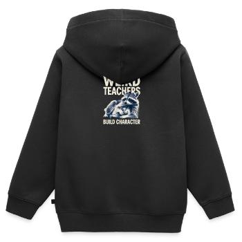Weird Teachers Build Character Appreciation - Kinder Premium Organic Zip Hoodie - Schwarz - Hinten - AI Model Kid Male (0cm)