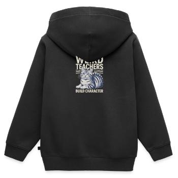 Weird Teachers Build Character Appreciation - Kinder Premium Organic Zip Hoodie - Schwarz - Hinten - AI Model Kid Male (0cm)