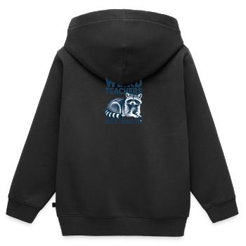 Weird Teachers Build Character Appreciation - Kinder Premium Organic Zip Hoodie - Schwarz - Hinten - AI Model Kid Male (0cm)